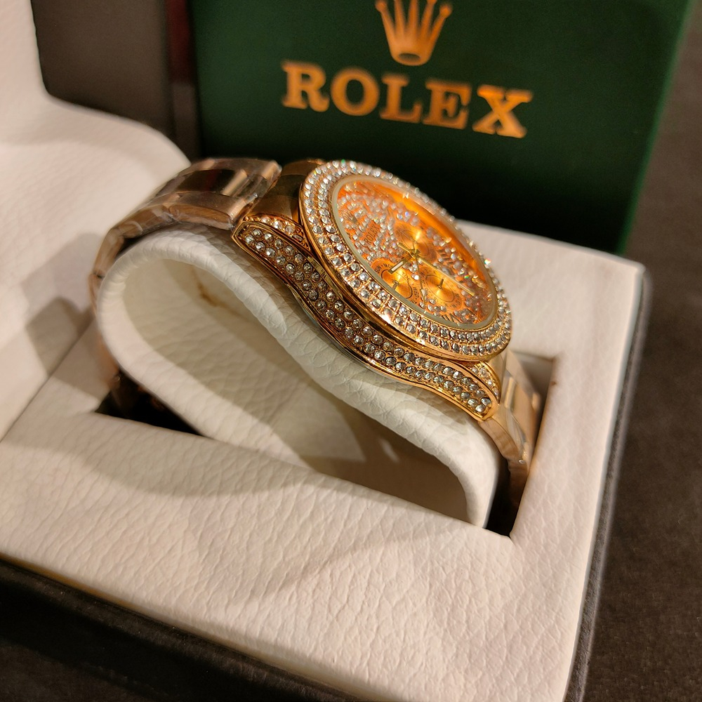ساعة Rolex مرصعة بالاستراس 38ملل - الصورة 3
