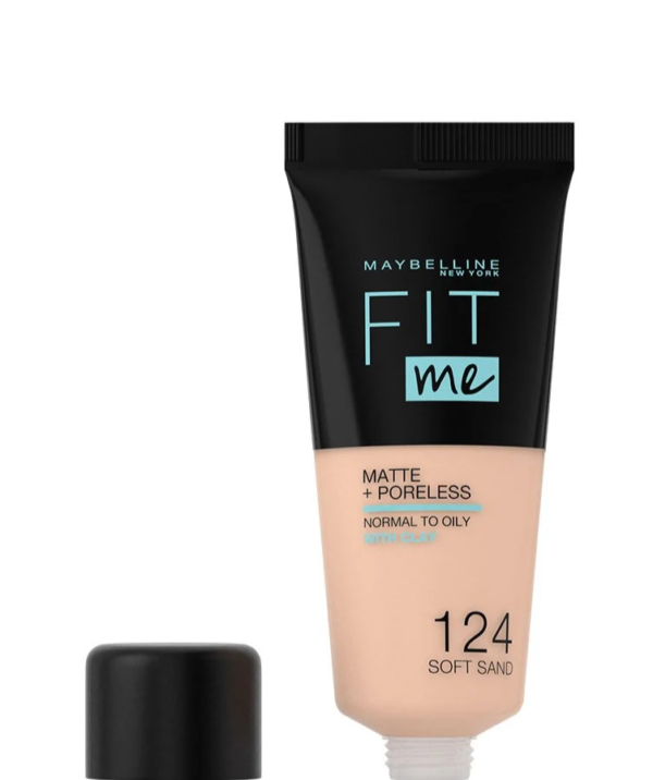 (124 Soft Sand )  -  Maybelline New York Fit Me Matte & Poreless Foundation - Image 3