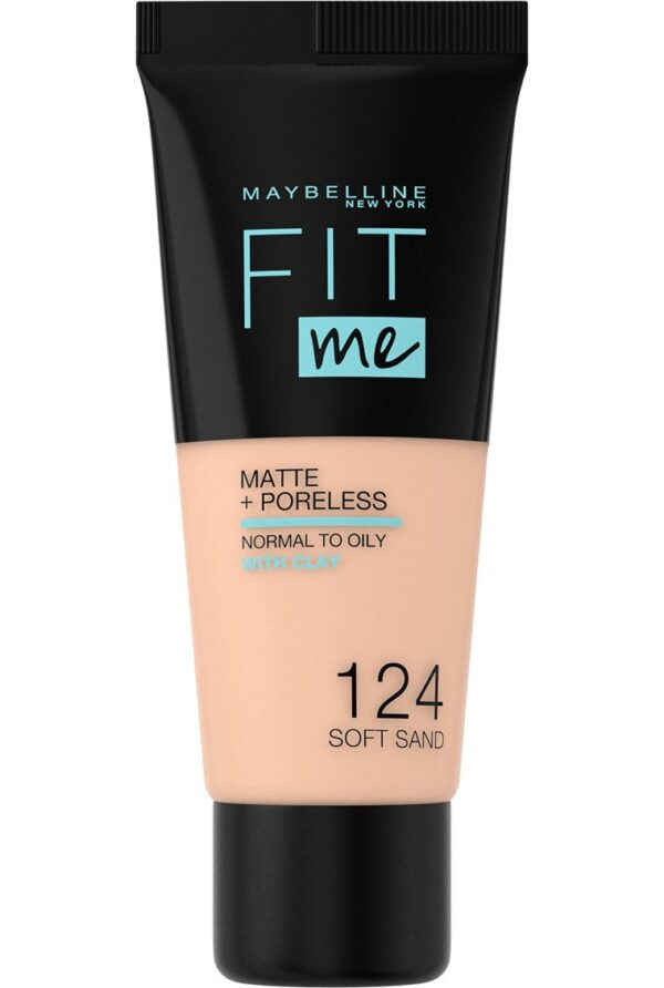 (124 Soft Sand )  -  Maybelline New York Fit Me Matte & Poreless Foundation - Image 2