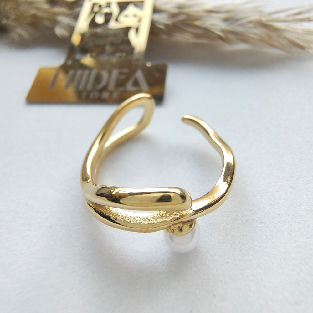 خاتم ستانلس ترندي مرصع باللولي - الصورة 2