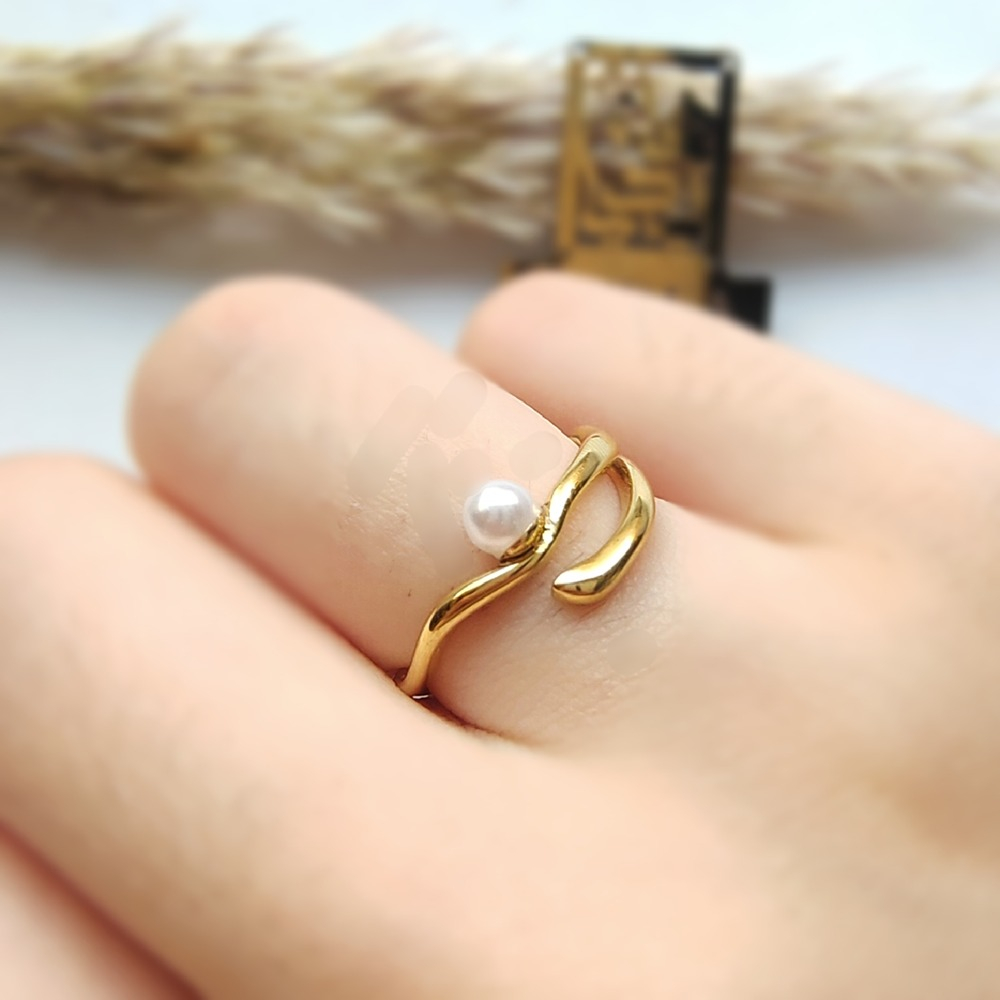 خاتم ستانلس ترندي مرصع باللولي - الصورة 4