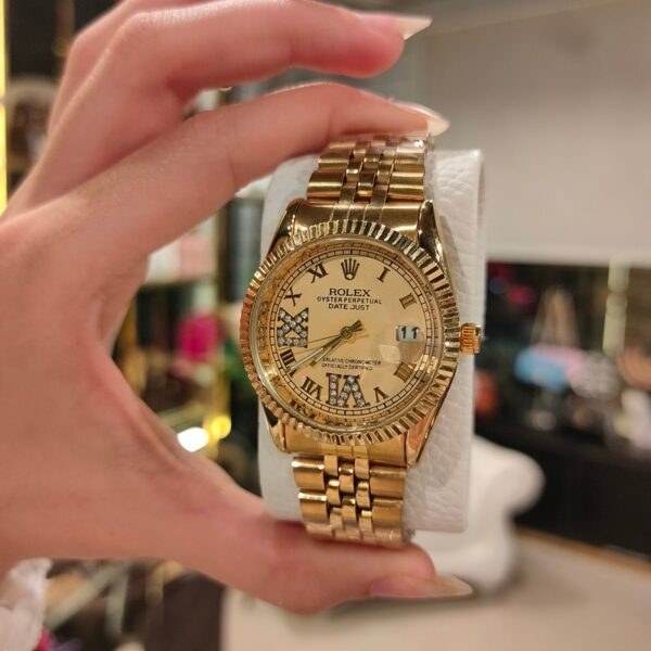 ساعة Rolex هاي كوبي جولد مرصعة بفصوص كريستال 36ملل - Image 3