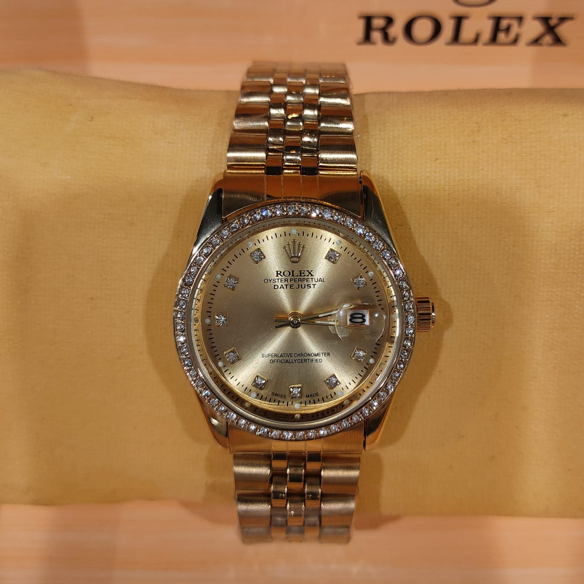 ساعة Rolex هاي كوبي مرصعة بفصوص كريستال 36ملل