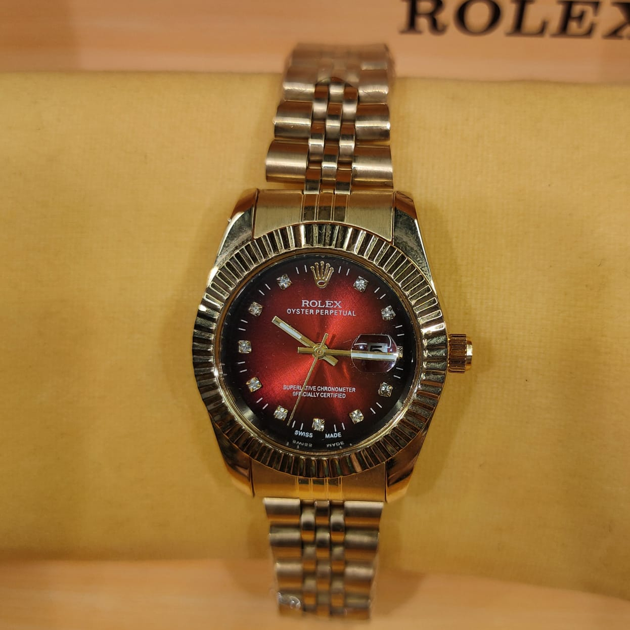 ساعة Rolex هاي كوبي مرصعة بفصوص كريستال 32ملل