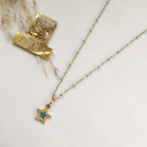 سلسلة ستانلس ستار بفص فيروزي