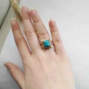 خاتم ستانلس ترندي بفص فيروزي