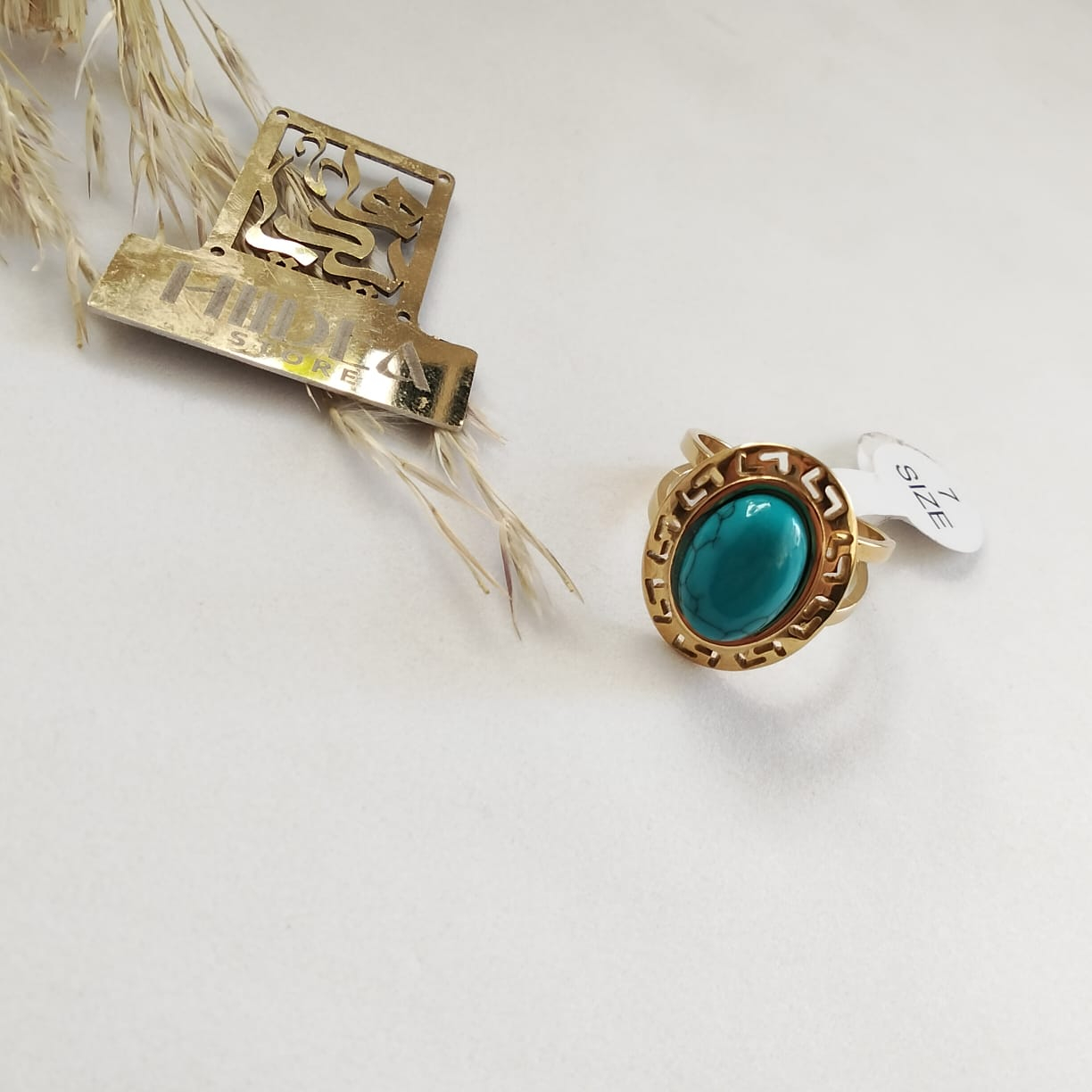 خاتم ستانلس ترندي بفص فيروزي - الصورة 2