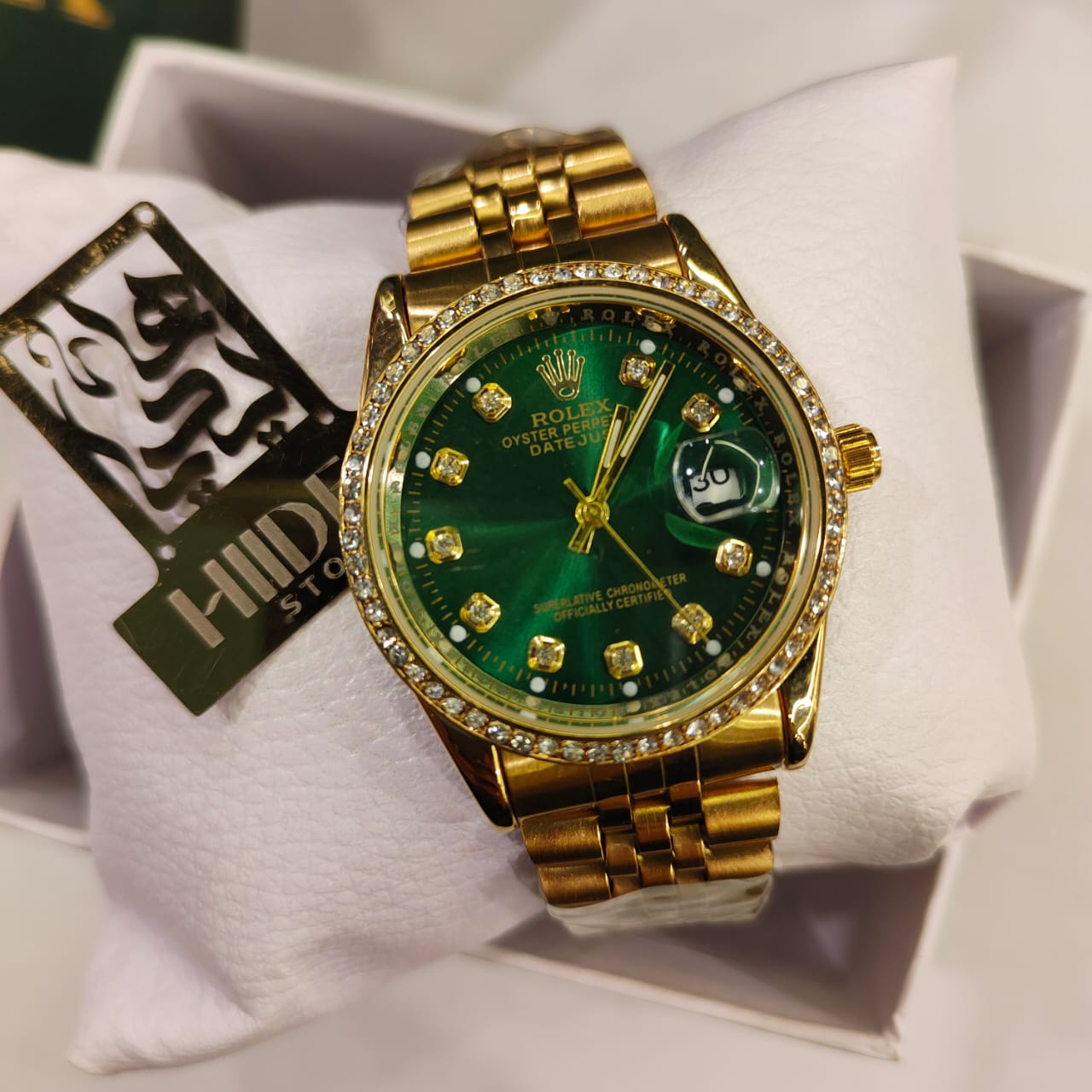 ساعة Rolex هاي كوبي مرصعة بفصوص كريستال38 ملل