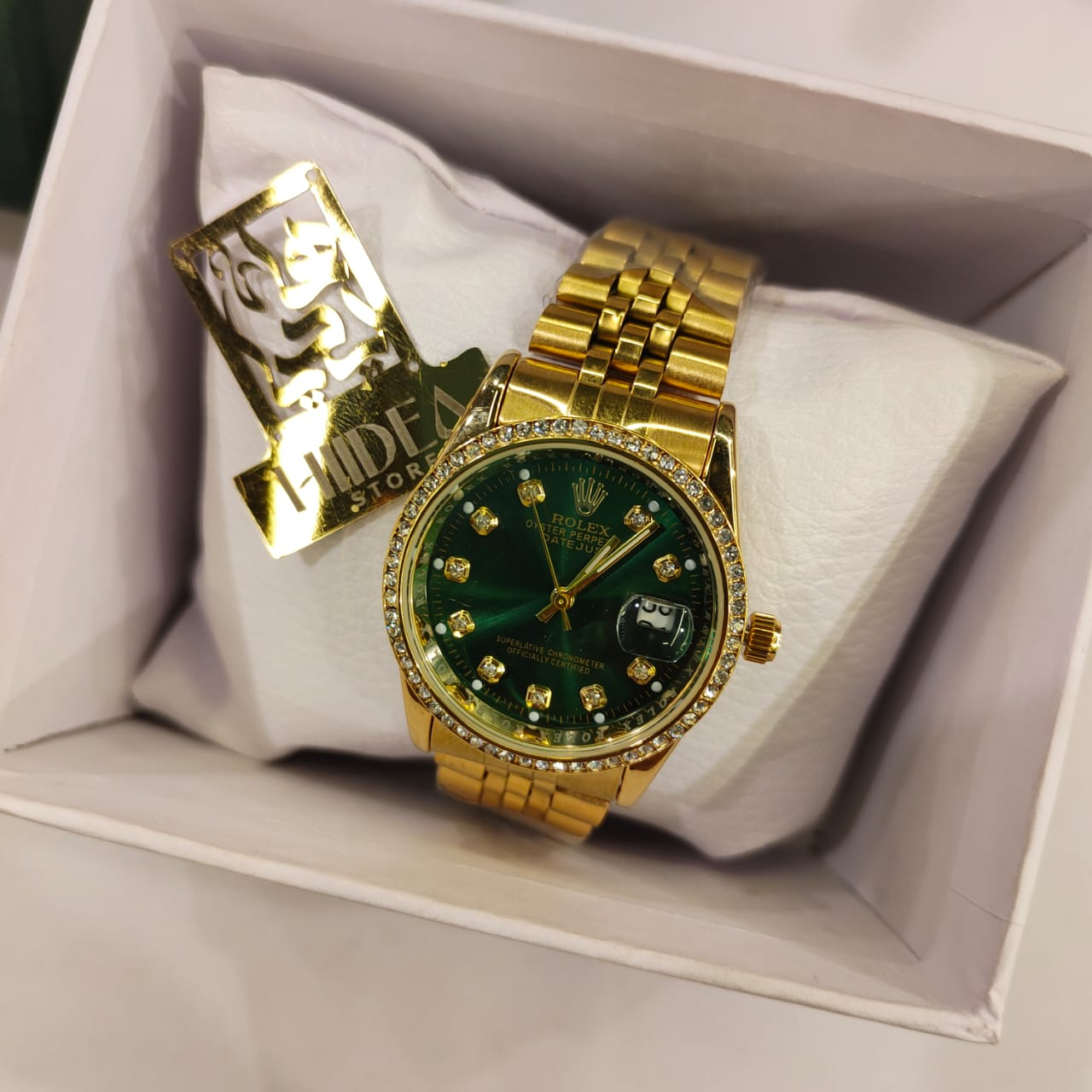 ساعة Rolex هاي كوبي مرصعة بفصوص كريستال38 ملل - الصورة 6